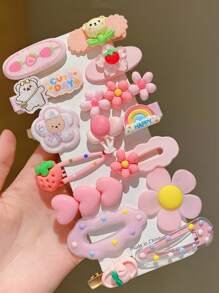 14pcs Kids Princess Cartoon Bow Hair Clips, Cute High-Quality Butterfly Hair Clips For Girls, No Card Paper Packaging