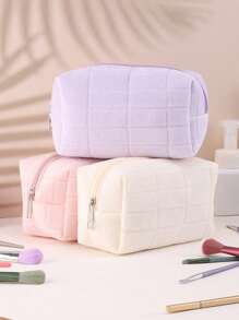 1pc Wallet Cosmetic Bag Portable Zip Cosmetic Bag Cosmetic Brush Organiser Pink Travel Toiletry Bag Multifunctional Capacity, Multifunctional Cosmetic Bag