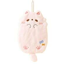 Toalla colgante Tanuki de dibujos animados, paño grueso absorbente de terciopelo Coral, no pierde el pelo, cocina y baño - Gris - Ver 9