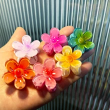 1 Stück/6 Stück blumenmusterhafte, süße und elegante Haarklammern aus buntem ABS-Kunststoff für Frauen, Candy-farbene Haraccessoires wie Haarklammern, Haarklammern, Haarklammern, Haarklemmen, Haarklammern