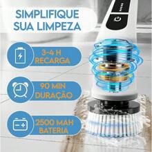Escova Eletrica de Limpeza 9 em 1 Limpador Multiuso Sem Fio Cozinha Banheiro