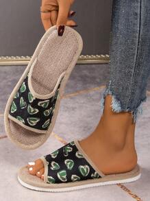 Women's Linen House Slippers, Summer Indoor Floor Anti-Slip Thick Sole Linen Slippers, Soft Bottom