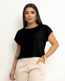 Basic Cropped Modeling With Perfect Fit Factory Price Get Yours Now - Black - View 1