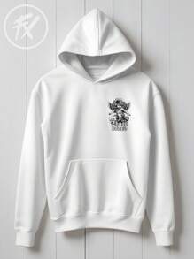 Blusa Moletom  Anjo Skateboard Retrô Thug Life Dóllar Fire CANGURU 2349 Fluxo Fx - Branco - Visão 2