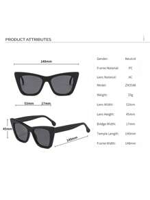 1pc Women's Fashion Fashion Glasses, 2025 New Oversized Cat Eye Frame, Suitable For Summer Beach, Campfires, Parties, Vintage & , Lightweight Luxury, For Sunning, Fishing, Driving, Cycling, Travel, Fashion Outfit, Stage Performance