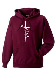 Sudadera Cristiana Con Capucha Jesus - Rojo violeta - Ver 2