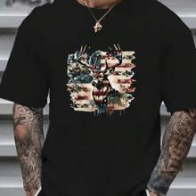 1/2/3 Piezas Camiseta con estampado por transferencia de calor de bandera americana camuflaje, ciervo, ciervo, cazador para hombre, sudadera con capucha, pegatina de vinilo de color mixto