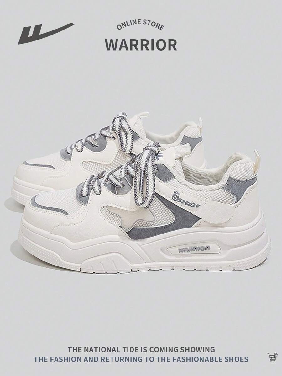 1 双女式系带厚底运动鞋，舒适防滑减震休闲运动户外低帮鞋 - 灰色 - 查看 1