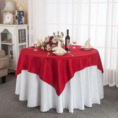 1 stuk hoogwaardig wit decoratief rond tafelkleed met bloemenmotief, geschikt voor bruiloften en huisdecoratie.