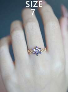 1pc S925 Sterling Silver Vintage Inspired 6-Petal Flower Cubic Zirconia Elegant Women Ring, Suitable For Daily Wear, Festivals, Parties, Jewelry Gift