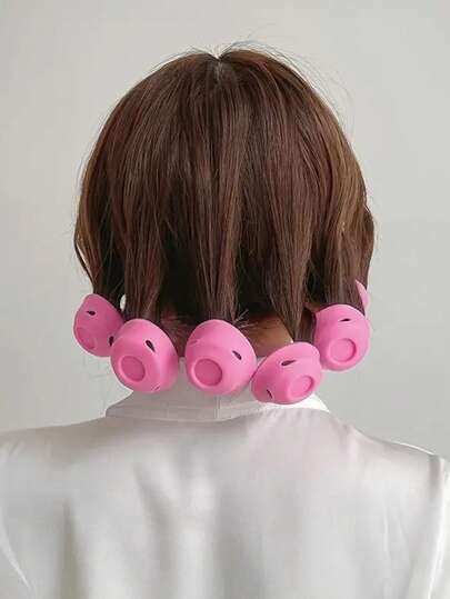 10 Stücke kleine/mittlere/große pinke Haarlockenwickler ohne Erwärmung, Multifunktions Stylingtool für Kinder