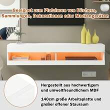 KOMHTOM TV-Schrank , TV-Lowboard in Weiß , hochwertiges TV-Board mit viel Stauraum für Ihr Wohnzimmer  140x40x30.5cm, weiß Lowboard, TV-Schrank, schwebend, 140x40x30,5 cm