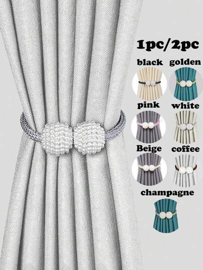 2 piezas Abrazaderas de cortina de clip de plástico con perlas