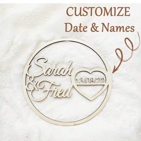 Letrero de aro de madera personalizado para boda/compromiso - Nombres personalizados - Novia y Novio, Cartel de nombre personalizado en forma de nube, Nombres personalizados y personalizados, Decoración para fiesta de cumpleaños, San Valentín, Regalo para ella, Regalo para él, Regalo para amigos, Decoración del hogar, Decoración, Regalo personalizado, Regalo a medida