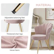 Velvet Accent Chair With Gold Metal Legs • Vanity Chair For The Makeup Room • Upholstered Guest Chair For The Living Room • Side Chair For The Bedroom - 粉色 - 查看 3