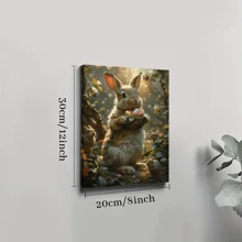 1 lienzo enmarcado para pared, bonito póster con estampado artístico divertido de conejo de Pascua, regalo ideal para dormitorio, sala de estar, pasillo, dormitorio, decoración de pared