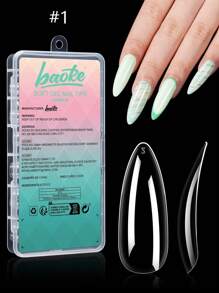 Baoke 春季全覆盖指甲片方形凝胶指甲 120 片夏季指甲无 C 曲线 XXL 超长直弧形假锥形适用于亚克力沙龙家居 DIY 带盒装按压指甲美甲用品