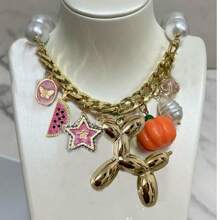 manbara Valentine's Day Gift Chunky Punk Jewelry 2025 New Pumpkin, Gold Bubble Dog, Strawberry Creativity INS Clavicle Luxury Jewelry Gift Chains Necklaces For Women, Party Style