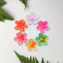 1 Stück/6 Stück blumenmusterhafte, süße und elegante Haarklammern aus buntem ABS-Kunststoff für Frauen, Candy-farbene Haraccessoires wie Haarklammern, Haarklammern, Haarklammern, Haarklemmen, Haarklammern