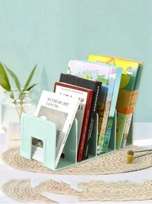 1/4 pièces Étagère à livres acrylique à 4 compartiments, serre-livres multifonctionnels, support pour livres, étagère de rangement de bureau, bibliothèque portable, supports de livres antichoc, étagères à livres, organisateurs de papeterie, compartiments indépendants, grandes ouvertures, convient pour la chambre, le salon, l'école, le dortoir, le bureau, la papeterie, les documents, la cuisine, la salle de bain
