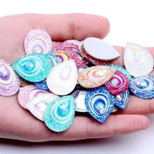 30 piezas/paquete de lentejuelas de resina con forma de lágrima de cola de pavo real de gran tamaño, tamaño de 18*25mm, diamantes de resina con forma de ojo, cristales de resina AB, para manualidades de disfraces de baile - Multicolor - Ver 2