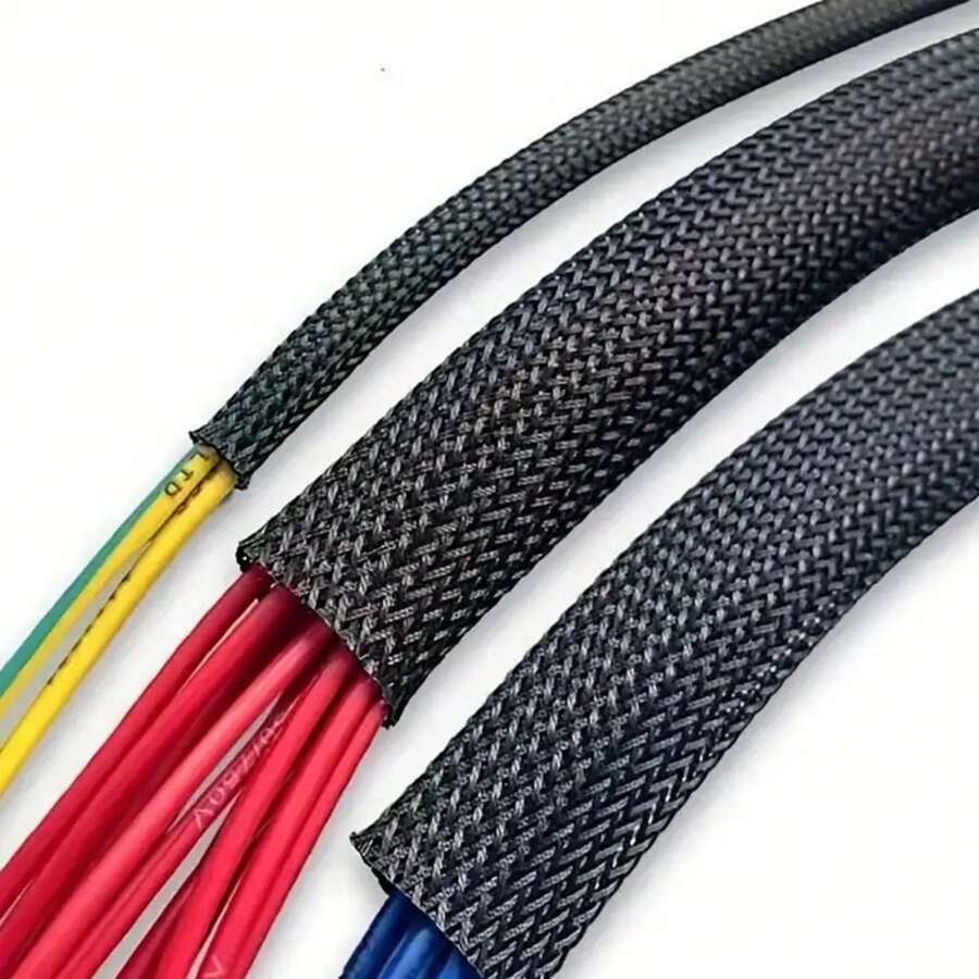 1m - 6mm Inch Cord Protector Wire Loom Tubing Cable Sleeve Split Sleeving For USB Power, Audio Video Cable - Protect Cat From Chewing - Black - View 1