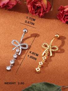 A Bow Shaped Micro Inlaid Copper Navel Nail