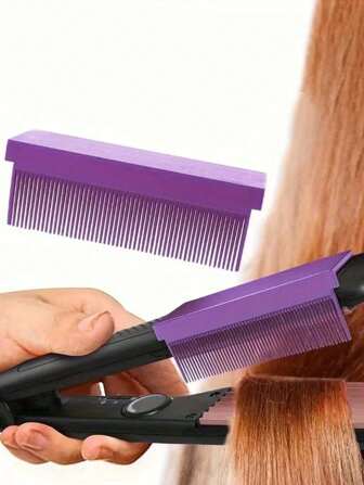 1 pièce Accessoire de peigne lisseur de cheveux résistant à la chaleur, peigne de coiffure en plastique ABS robuste, accessoire d'outil de lissage des cheveux en fibre de carbone, outil de coiffure auto-adhésif, convenant aux cheveux lisses et droits, ainsi qu'aux cheveux bouclés