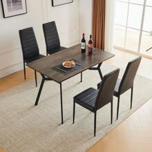 5 PC Dining Set / Wood Top Table / 4 Chairs Kitchen Table Living Room Furniture