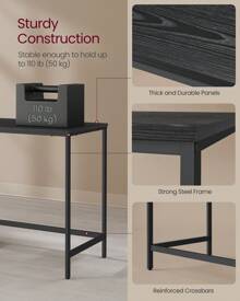 VASAGLE Computer Desk, Office Desk, 100 X 50 X 76 Cm, Modern Style, For Study, Bedroom, Living Room, Ebony Black - 黑色 - 查看 4