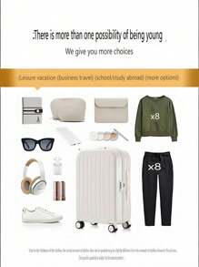 一件20吋硬殼大容量旅行箱 | 靜音萬向輪 + TSA 鎖/學習/情人節禮物 | 男女學生情侶通用 | 遊輪宿舍大學旅行必備 | 城市通勤、跨城火車、露營自駕、機場快線等，聖誕節出遊 - 白色 - 查看 5