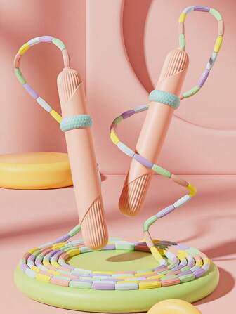 1pc 2025 New Sausage Shaped Handle Silicone Nodule Jump Rope, Soft Rubber Fitness Jump Rope For Beginner, Adjustable Free Jumping Rope For Exercise Training Gym Accessories