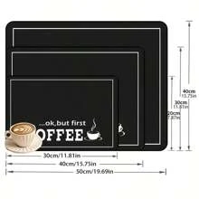 1pc alfombrilla de máquina de café impresa con letras negras, estilo moderno minimalista, alfombrilla de secado de rápida absorción de agua para encimera de cocina - Negro - Ver 5