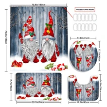 1pc/4PCs Christmas Dwarf Curtain Shower Curtain Decoration, Beautiful Housewarming Gift Modern Home Decoration, Waterproof Shower Curtain And Toilet Floor Mat Three-Piece Set Comes With 12 Shower Curtain Hooks Home Bathroom Decor Fall Decor Bathroom Accessories Back To School