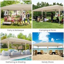 CAROMA Pavilion 3x6m, Folding Pavilion 3x6 Waterproof Stable With 6 Side Panels, Central Locking Structure, Pop Up Pavilion Party Tent Garden Pavilion For Party, Festival, Wedding, Anti-UV, Blue - Khaki - View 7