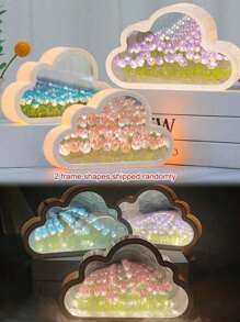 1 st. dekorativ nattlampa med molntulpan/ros, handgjord gör-det-själv-blomsterlampa, dubbelfunktion som nattlampa och spegel, bordsdekor, lämplig som födelsedags- eller alla hjärtans dag-present, mjuk belysning för sömn, gör-det-själv-tulpan-/rosblommapysselkit - Multifärgad - Visa 11