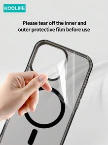 TPU Magnetic Wireless Charging Koolife 1pc Magnetic Wireless Charging Anti-Fall Phone Protective Case, PC Backboard + TPU, Four-Corner Anti-Drop, Transparent Material, Compatible With IPhone 17 ProMax/17/17 Pro/17 Air/12/12 Pro/12 ProMax/13/13 Pro/13 ProMax/14/14 Plus/14 Pro/14 ProMax/15/15 Pro/15 Plus/15 ProMax/16/16 Pro/16 Plus/16 ProMax Spring Gift - Black - View 9