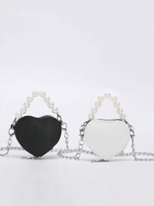 Stylish, Cute And Elegant Love Mini Bag, Available In Burgundy, Pink, Black And White Colors, Pearl Handbag, Shoulder Crossbody Bag, Lipstick Coin Purse, Perfect For Daily Outings, Christmas, Spring Festival And Birthday Gifts - View 1
