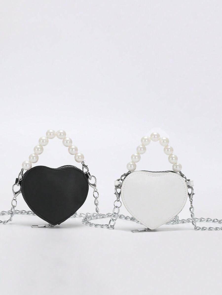 Stylish, Cute And Elegant Love Mini Bag, Available In Burgundy, Pink, Black And White Colors, Pearl Handbag, Shoulder Crossbody Bag, Lipstick Coin Purse, Perfect For Daily Outings, Christmas, Spring Festival And Birthday Gifts - View 1