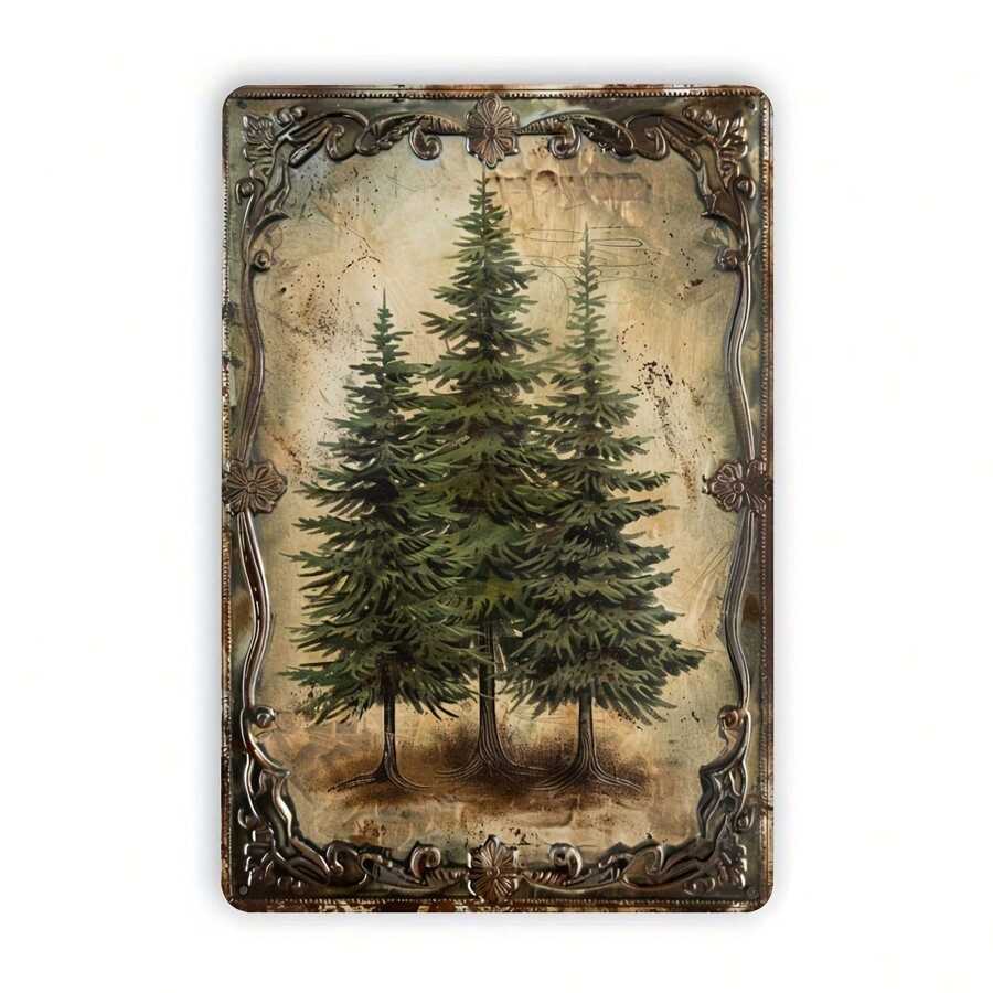 松树复古金属锡标牌，室内外装饰挂锡画，墙壁房间住宅卧室办公室书房餐厅酒吧咖啡厅学校图书馆门车库装饰 1 件 8x12 英寸 - 多色 - 查看 1