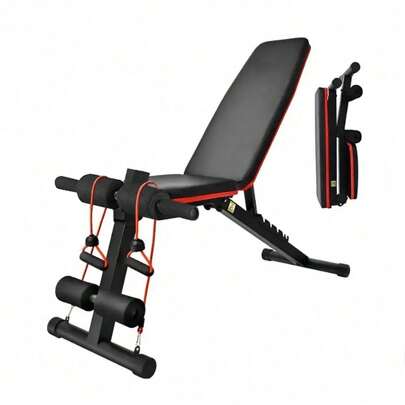 Foldable Adjustable Weight Bench Sit Up Bench Strength Training Flat Incline Decline Gry Home Fitness Folding