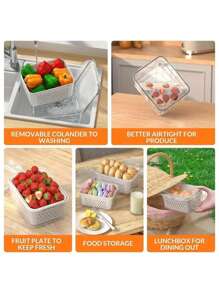 12pcs Premium Food Storage Containers - Leak-Proof, Reusable, Stackable, And Portable - Ideal For Meat, Fruits, Vegetables, Kitchen Organization, And Storage - Black and White - View 7