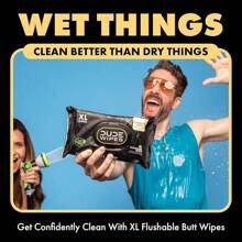 DUDE Wipes - Flushable Wipes - 3 Pack, 144 Wipes - Unscented Extra-Large Adult Wet Wipes - Vitamin-E & Aloe - Septic And Sewer Safe - Shea BUTTer Smooth - 查看 5