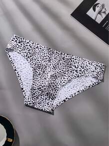 paquete de 3 calzoncillos bóxer para hombre con sostén 3D, estampado de letra sexy y de leopardo, de seda fría