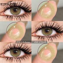EYESHARE 1 对/2 件彩色隐形眼镜，自然棕色眼镜片，彩色化妆品绿色美瞳，年度使用灰色眼妆镜片，14.2 毫米万圣节服装角色扮演 - 年拋 - 查看 10
