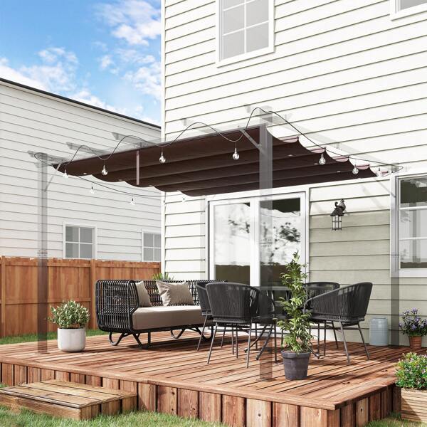  Outsunny Toile de toit pour pergola tonnelle rétractable de 3 x 3 m - café