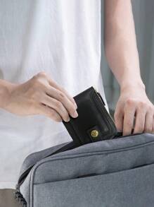 1pc, Men's Wallet, Retro PU Leather Multi Card Zipper Wallet, With 8 Card Slots And Change Pocket, Large Capacity Buckle Credit Card With Zipper, Brown,Large Capacity Multi-Card Slots,Business Casual Style,Birthday Gift,Graduation Gift,Father's Day Gift