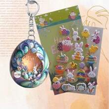Easter Egg Bunny Car Interior Acrylic Pendant Ornament, Decoration Hanging Easter Egg, Rabbit Sticker Gift, Bubble Sticker