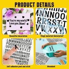 5 hojas de adhesivos de letras pequeñas - Pegatinas de letras y números de vinilo autoadhesivas para manualidades, señales al aire libre, buzones, ventanas, puertas, coches, tableros de anuncios - Multicolor - Ver 2