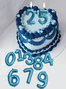 Light Blue Decoration Digit 0-9 Birthday Party Cake Decorative Candles - Blue - View 4